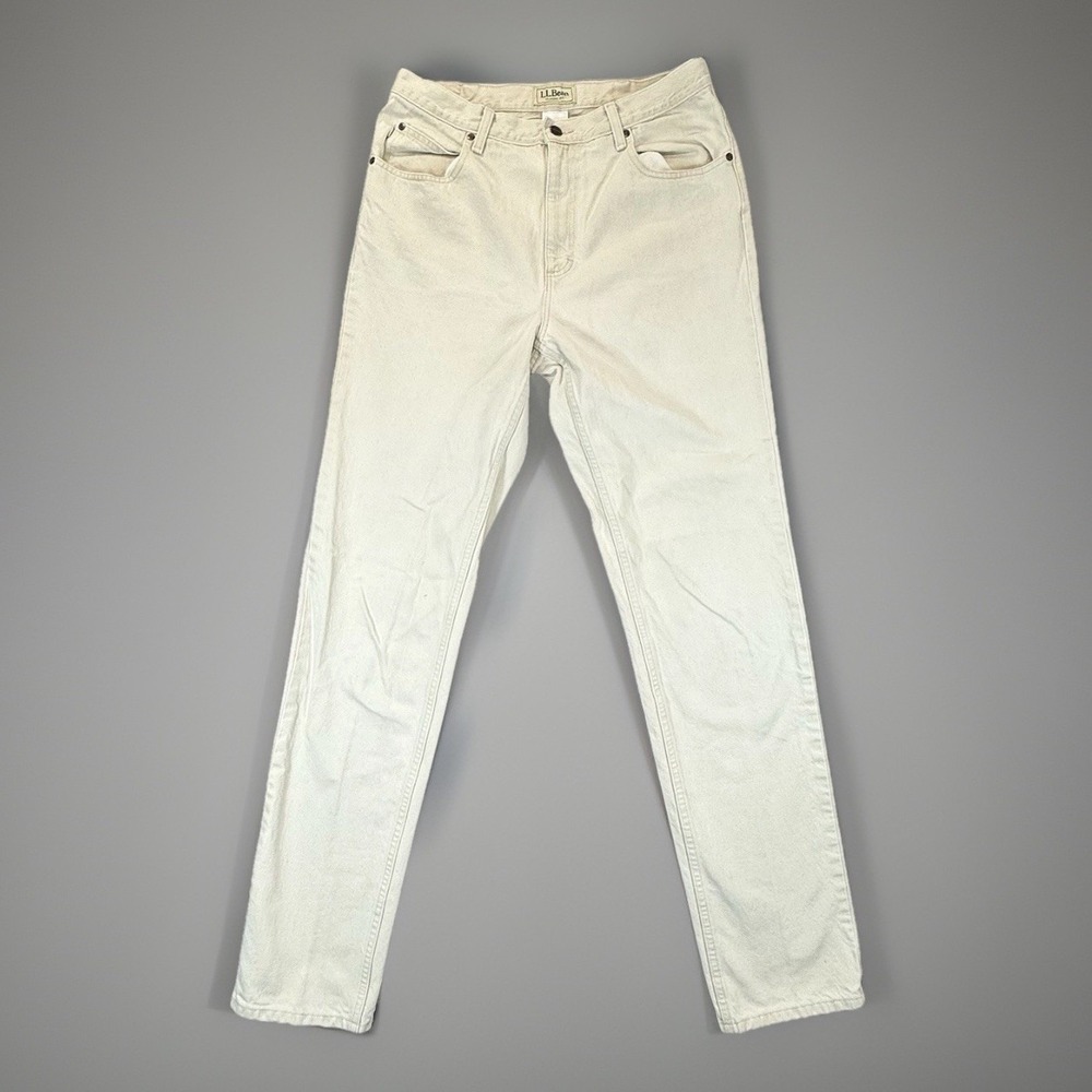 LL Bean Double L Jeans Mens 34x36 220626 Beige Denim Straight Classic Fit